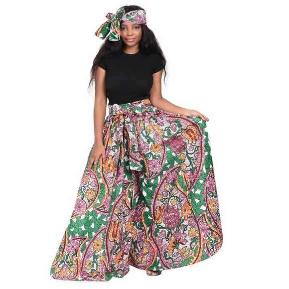 Wide Leg Casual Ankara Print Elastic Waist Pants - Picture 2 of 3